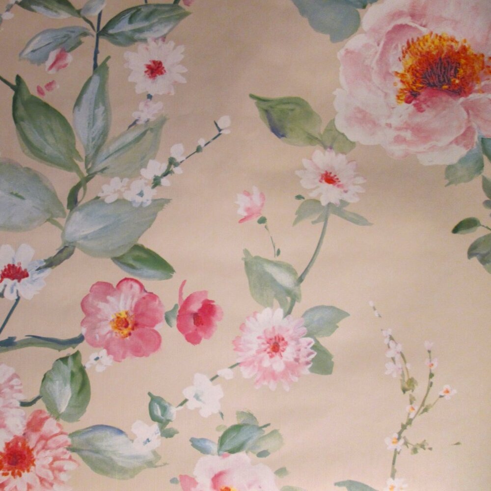 Vintage 90s Pink Floral Motif Wallpaper